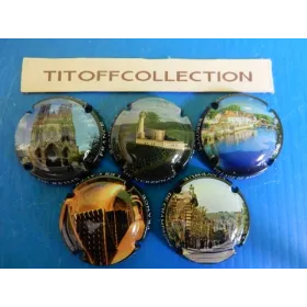LOT DE 5 SERIES DE CAPSULES DE CHAMPAGNE Générique tourisme en champagne