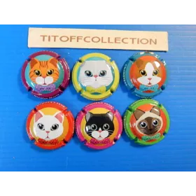 la serie de 6 caspule de champagne marle nicolas les chats