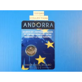 2 euros commemorative 2022 andorre accord monetaire union europeene