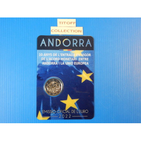 2 euros commemorative 2022 andorre  accord monetaire union europeene