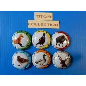 la serie de 6 caspule de champagne generique chasse