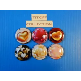 la serie de 6 caspule  de champagne generique saint valentin 2023 (1297 a 1297e )