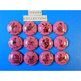 la série de 12 capsules de champagne générique les pin up rose foncé ( 773 a 773 k )