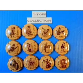la série de 12 capsules de champagne générique les pin up jaune orange