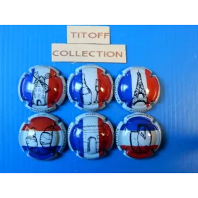 la serie de 6 capsule de champagne batillet guy vive la france