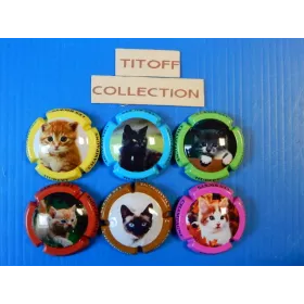 la serie de 6 caspule de champagne hubert ( chats)