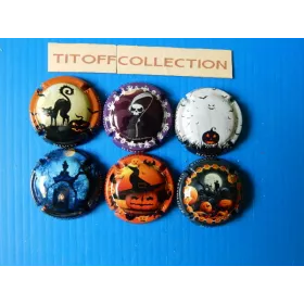 la série de 6 capsules de champagne rivot eugene ( halloween)