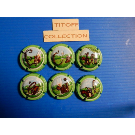la series de 6  capsules de champagne ecueil vert