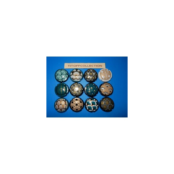 la série de 12 capsules de champagne générique art déco (121 a 121k )