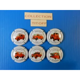 la série de 6 capsules champagne générique voitures de pompiers
