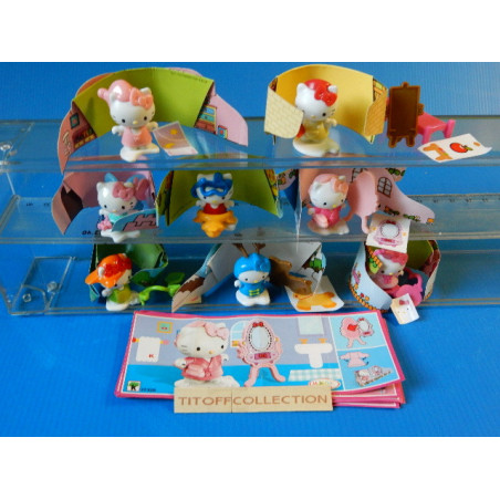 la serie de  8 Figurine Kinder hello kitty 2014  avec 8 BPZ ff325 a ff332