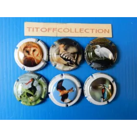 La série de 6 capsules de champagne sampers oiseaux n o 16