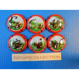 la series de 6  capsules de champagne ecueil rouge