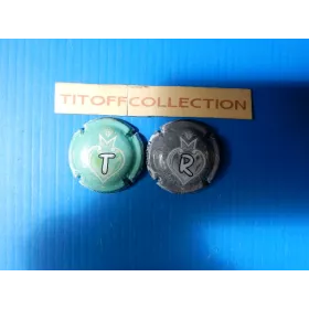 la série de 2 capsules champagne générique  coeur et courone t et r