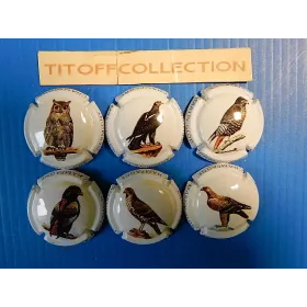 la série de 6 capsules de  champagne martin-glod (rapaces)