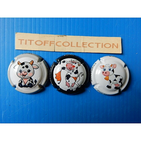 la série de 3 capsules champagne piot thomas (vaches)