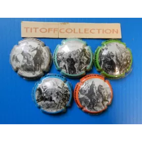 la série de 5 capsules  de champagne clergeot daniel