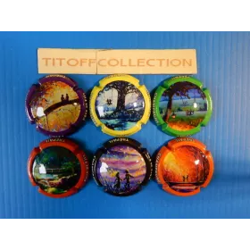 la série de 6 capsules  de champagne coizy pére et fils (paysages)