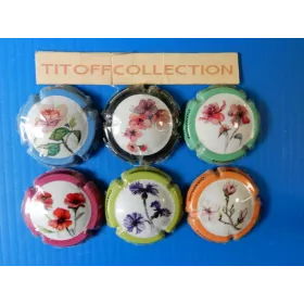 la série de 6 capsules  de champagne  pitois raymond (fleurs)