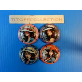 la série de 4 capsules de  champagne génériques (femmes a chapeau 2024)