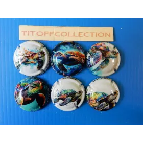 La série de 6 capsules de champagne marle alain (tortues)