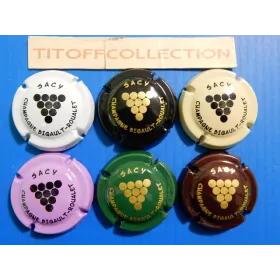 la série de 6 capsules de champagne bigault -roualet (grappe)