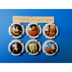 la série de 6 capsules  de champagne  février jean marie contour blanc (tableaux du louvre)