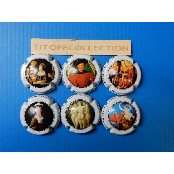 la série de 6 capsules  de champagne  février jean marie contour blanc (tableaux du louvre)