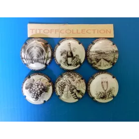 la série de 6 capsules de  champagne génériques (les fusains) mars