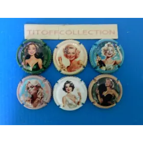 la série de 6 capsules de  champagne génériques (femme retro-mars 2025)