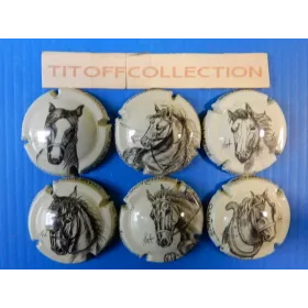 la serie de 6 caspule de champagne vadin-plateau ( cheval)