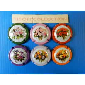 la série de 6 capsules de  champagne génériques (fleurs )