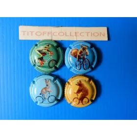 la série de 4 capsules de champagne génériques animaux à vélo (avril 2025)