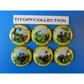 la series de 6  capsules de champagne ecueil contour jaune (avril 2025)