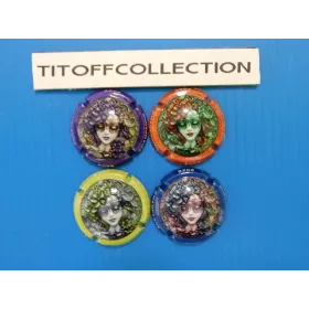 la série de 4 capsules de  champagne génériques (femmes juin 2025) en quart