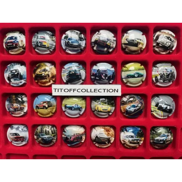 the series of 24 generic rally car champagne capsules (July 2025)