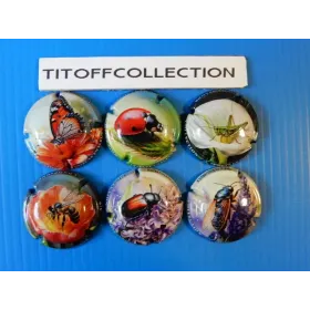 the series of 6 generic champagne capsules insect in bloom (July 2025)