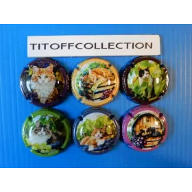 The series of 6 champagne capsules by carlini jean- yves (cat July 2025)480ex