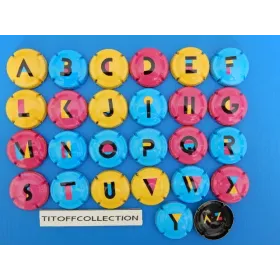 the series of 26 generic champagne capsules the alphabet (black on the front) 1289