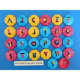 la série de 26 capsules de champagne générique l' alphabet ( couleur rose  du recto ) 1289