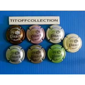 la série de 7 capsules champagne picard jean pierre ( ecusson 5 a 5f )