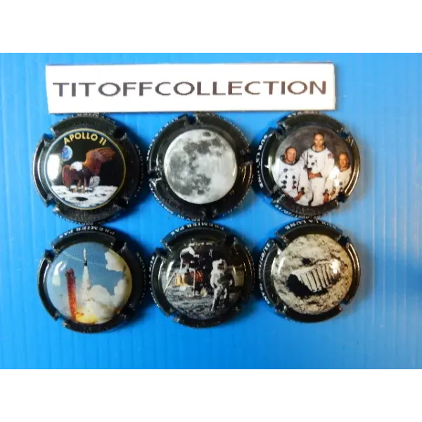 the series of 6 generic champagne capsules 1st steps on the moon ( 1079 to 1079e )