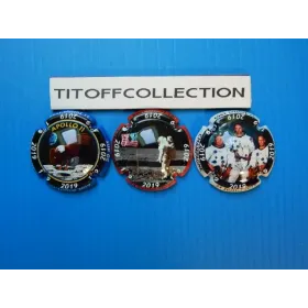 la série de 3 capsules de champagne génériques 50 ans apollo 11- 21 juillet 2019 ( 1082 a 1082b )