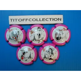 the series of 5 generic champagne capsules les parisiennes contour rose 2020 (1111 to 1111d)