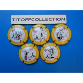 the series of 5 generic champagne capsules les parisiennes contour jaune 2021 (1111 to 1111d)