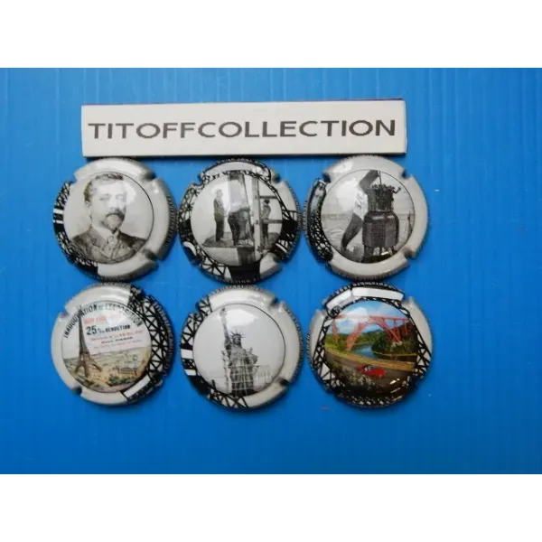 the series of 6 generic champagne capsules gustave eiffel (1190 to 1190e)