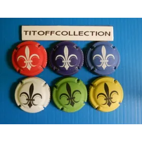 the series of 6 generic champagne capsules fleur de lys, matte background (1195 to 1195 e)