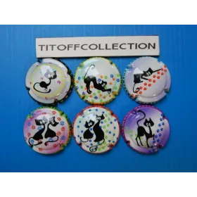 the series of 6 generic champagne capsules the cats (942 to 942 e)