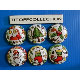 the series of 6 generic Christmas 2021 champagne capsules (1225 to 1225)