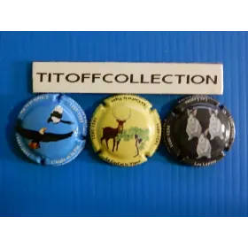 la série de 3 capsules de  champagne génériques  fables de la fontaine ( 1170 a 1170b )